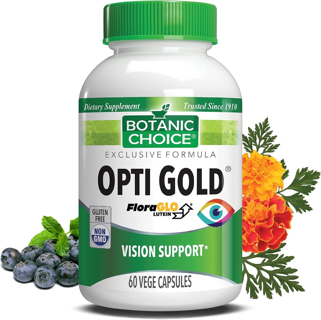 Botanic Choice Opti Gold - Premium Vision Eye Health Support Supplement with Six Powerful Nutrients - 15 mg Patented Highly Abosorbable FloraGlo Lutein Alpha Lipoic Acid - 60 Capsules 2