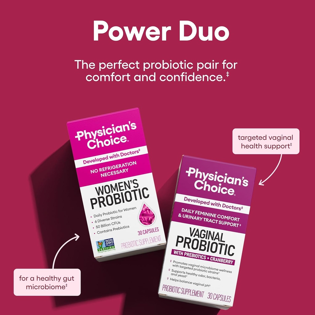 Physician's CHOICE Feminine Power Duo Bundle - Vaginal Probiotic + Womens Probiotic 3