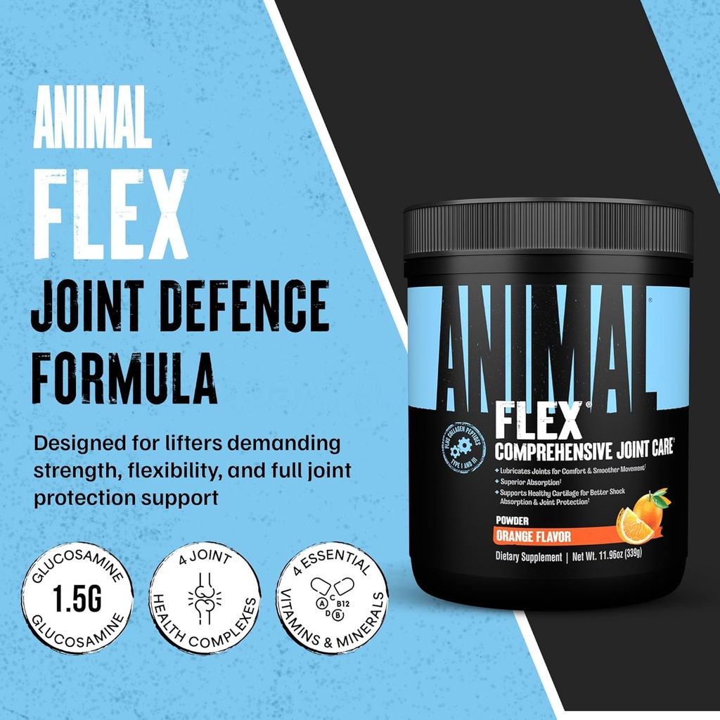 Animal Flex Powder - Joint Support Supplement for Pain Relief, Repair and Restore Muscles with Turmeric, Glucosamine, Chondroitin, MSM, Collagen and Boswellia, Great Tasting Orange Flavor, 30 Scoops 3
