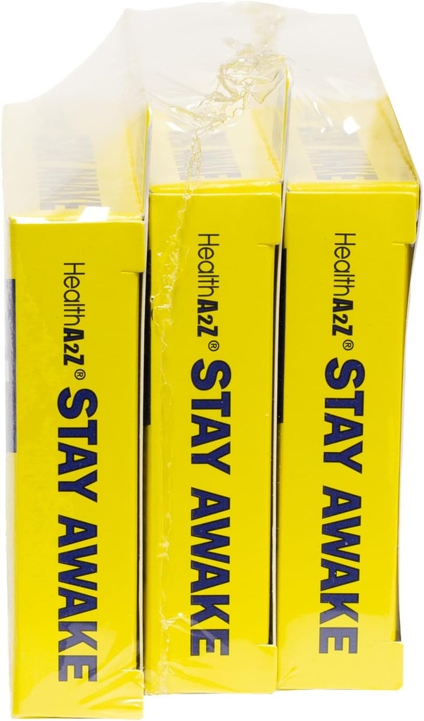 HealthA2Z® Stay Awake | 200 mg Caffeine | Alertness Aid with Caffeine | 3 Packs of 16 Tabelts (48 Tablets Total) | Maxium Strength 5