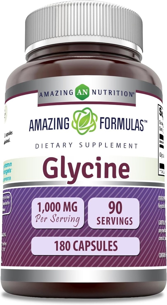 Amazing Formulas Glycine Supplement | 1000 Mg per Serving | 180 Capsules | Non-GMO | Gluten-Free | Made in USA 2