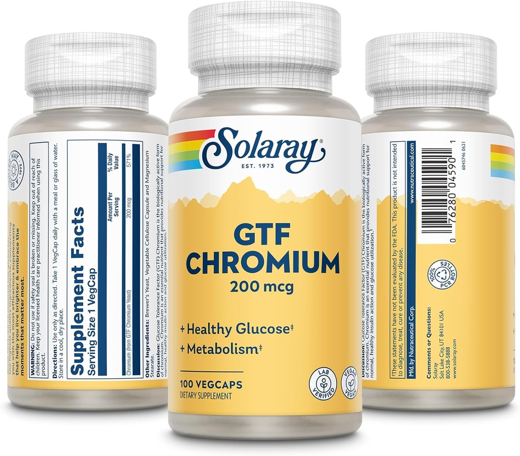 Solaray GTF Chromium Capsules, 200mcg, 100 Count 5