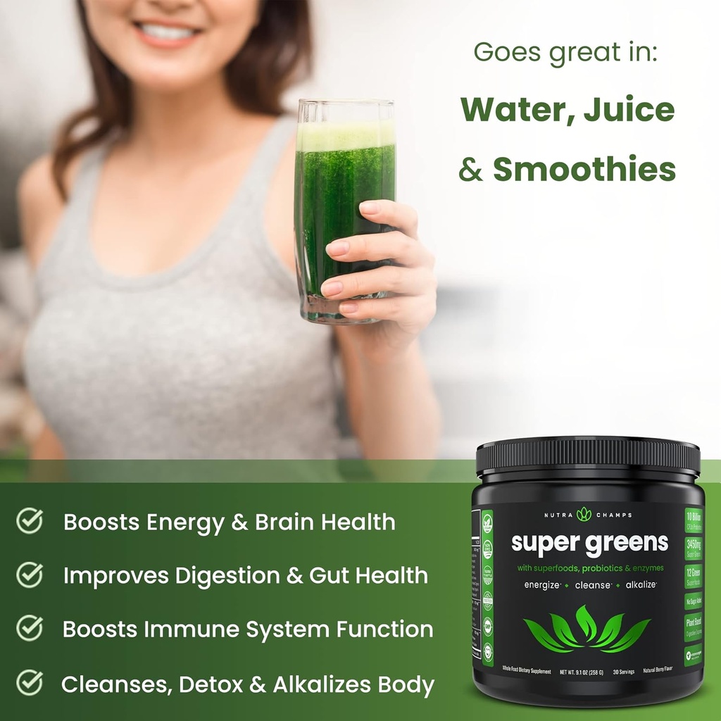 NutraChamps Greens Super Food Powder & Lion's Mane Powder 5