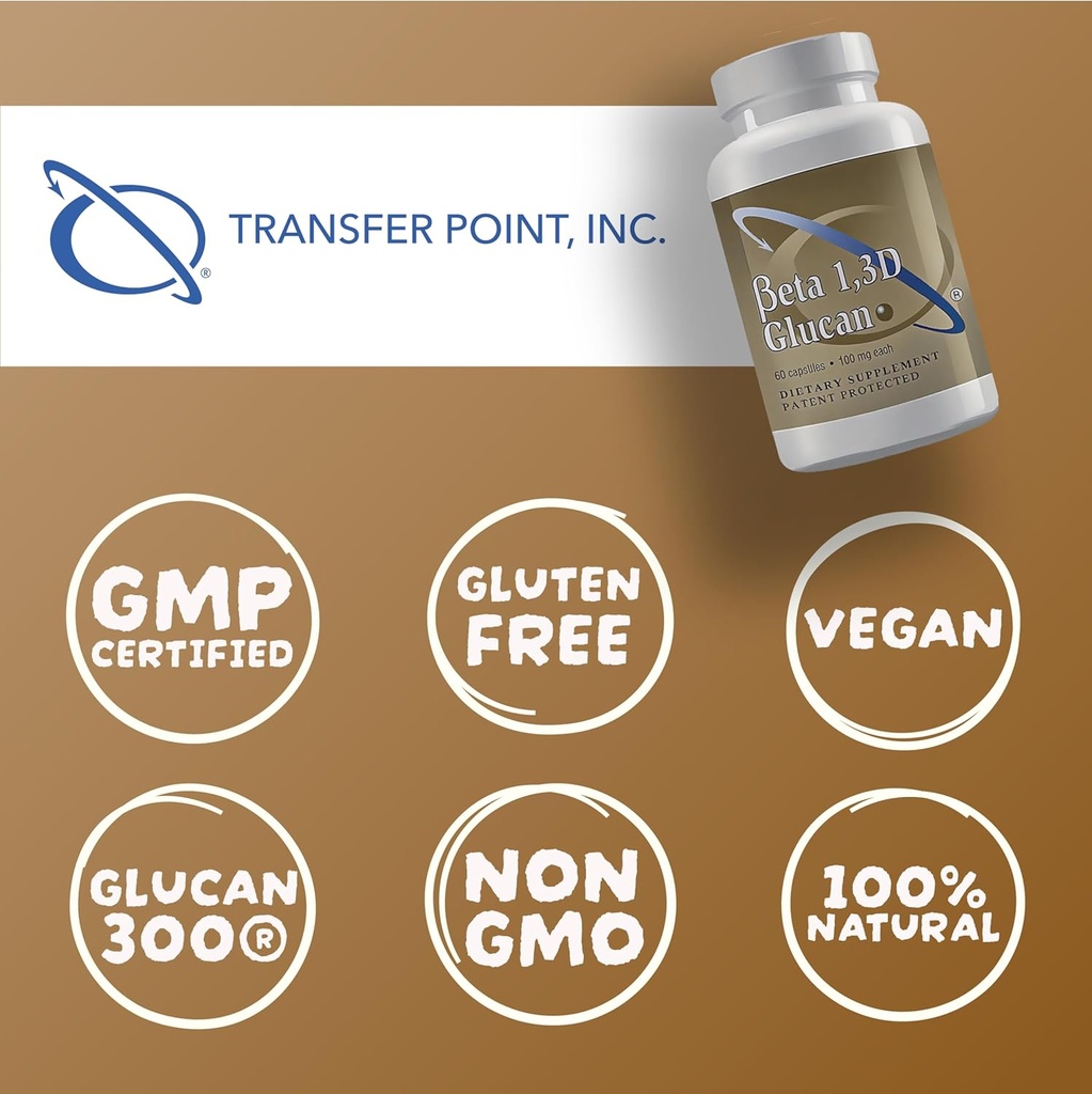 Transfer Point Immune Support Supplement Highly Purified Beta 1,3D Glucan 100 mg per Capsule (b-glucan Fiber) (Pack of 1) 6