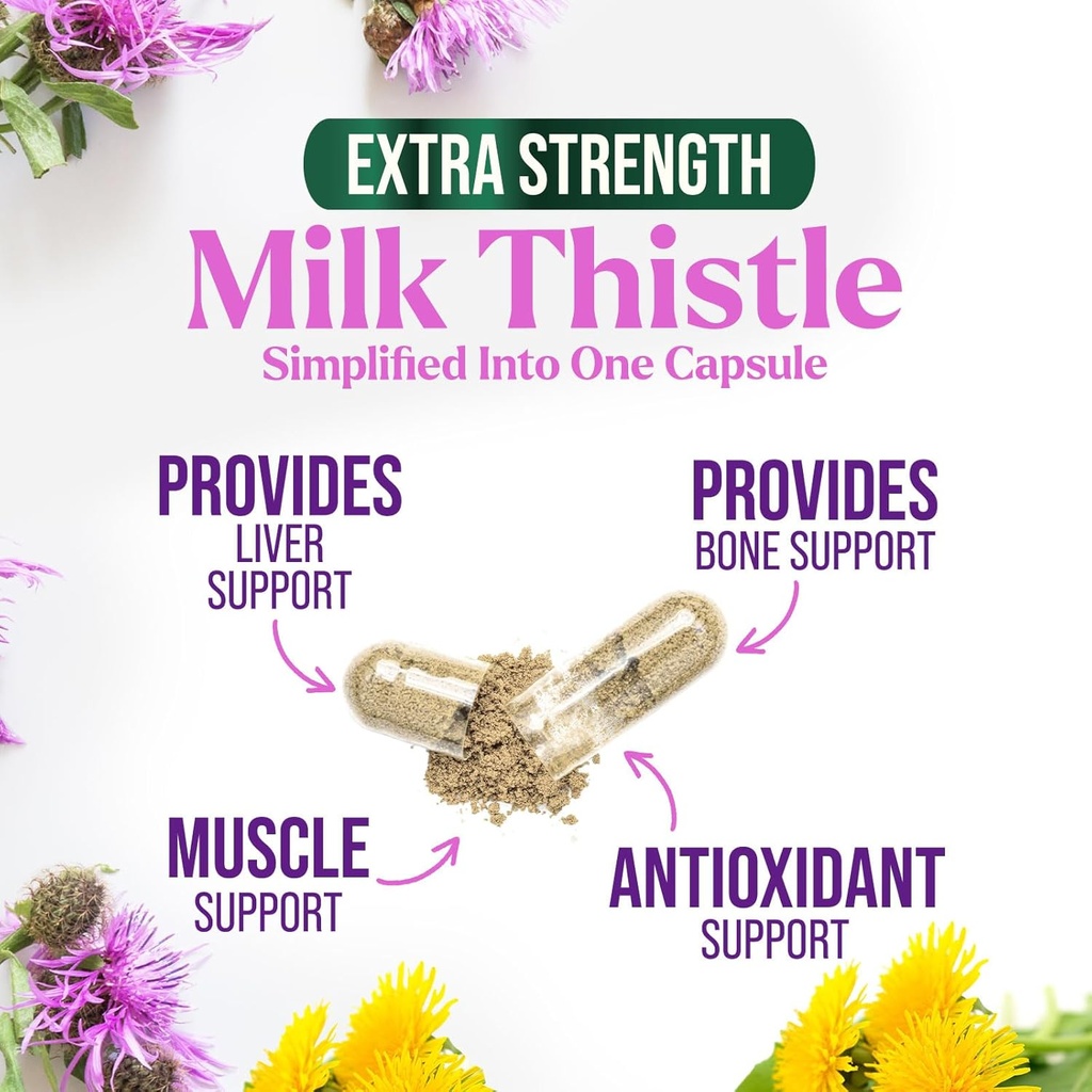 Milk Thistle Extract 1000mg - Liver Cleanse Detox & Repair Formula with Dandelion Extract - Herbal Liver Supplement - Nature's Milk Thistle w/Silymarin Marianum, Supports Liver Health - 120 Capsules 4