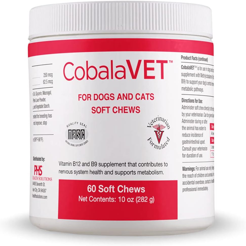 CobalaVet Vitamin B12 & B9 for Small Dogs & Cats - Supports The Nervous System, Brain Function, Immune Defenses & Cell Growth - Blood Cell Formation - Metabolic Pathway - 60 Soft Chews 2
