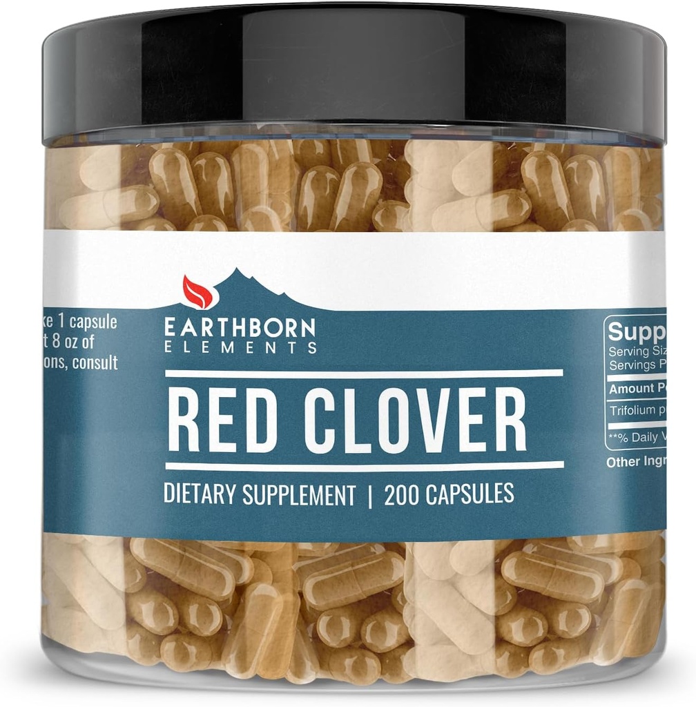 Earthborn Elements Red Clover, 200 Capsules, Pure & Undiluted, No Additives 2