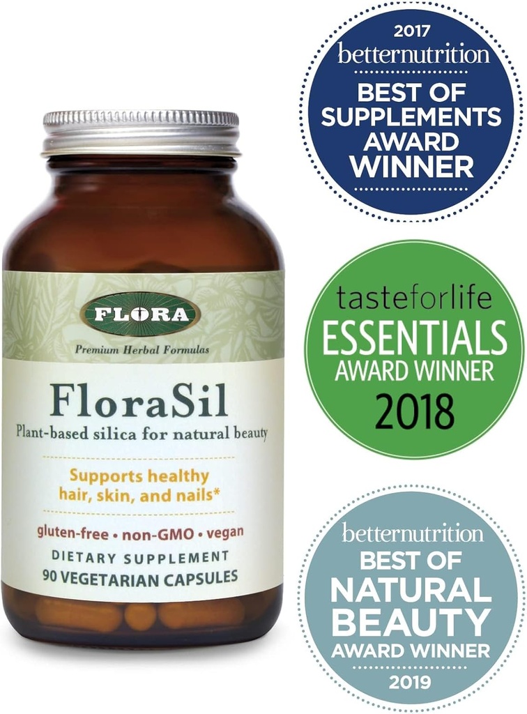 Flora FloraSil 180 Veg Capsules - Silica Supplement with Horsetail Extract for Healthy Hair, Skin, and Nails* - Supports Collagen Formation 3