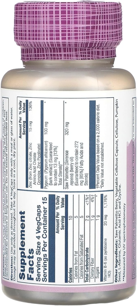 Solaray, Pygeum & Saw Palmetto, 120 Vegetarian Capsules 3