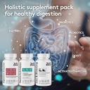 Youth & Tonic Bloating Relief with Pre & Probiotics from Water Retention, Gas or Food Digestion with Water Pills, Liquid Activated Charcoal and Digestive Enzymes Bundle Pack 4