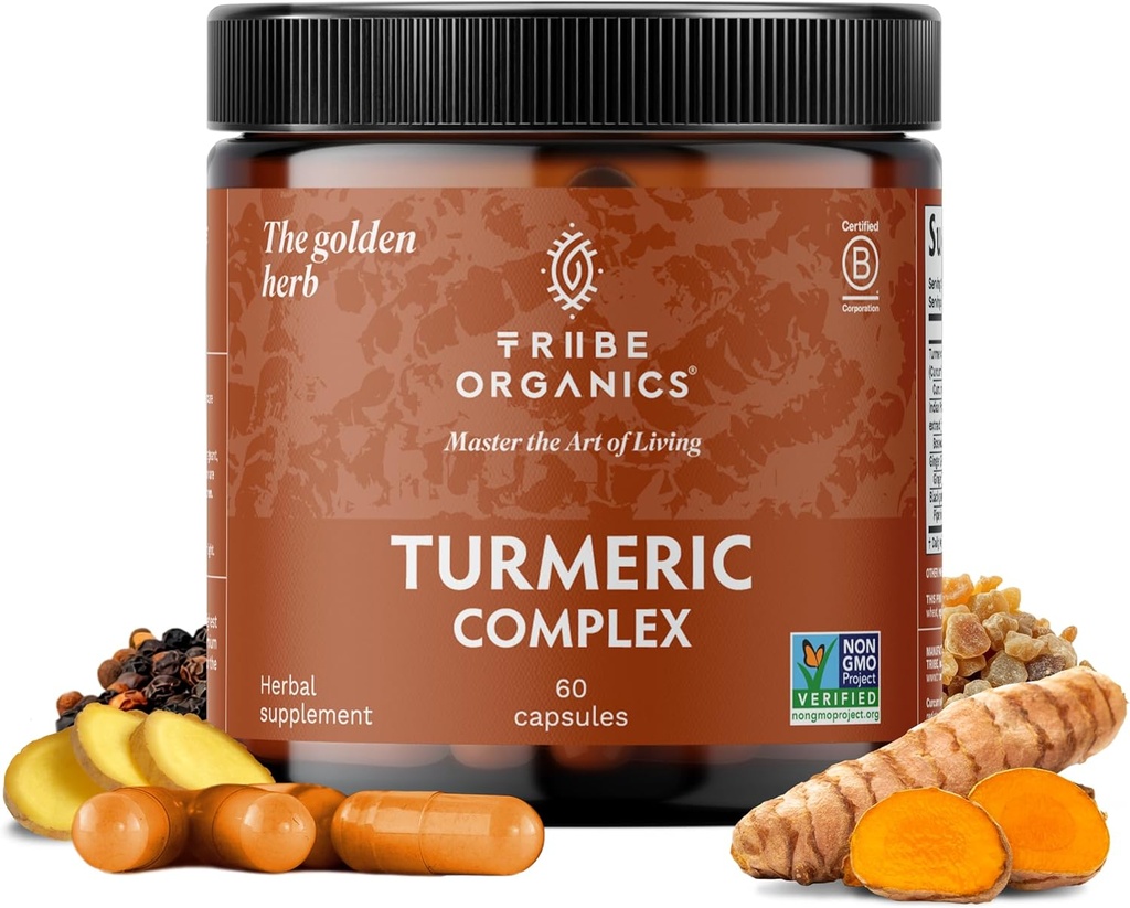 TRIBE ORGANICS Balance Duo - KSM-66 Ashwagandha 120ct + Turmeric Curcumin C3 Complex 120ct 6
