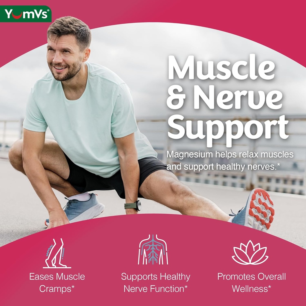 YUM-V'S Magnesium Citrate Gummies – 900mg Highly Absorbable Magnesium Gummies for Women & Men to Support Nerve, Muscle & Enzyme Function – Gluten-Free, Kosher & Raspberry Flavor (90 Count) 5