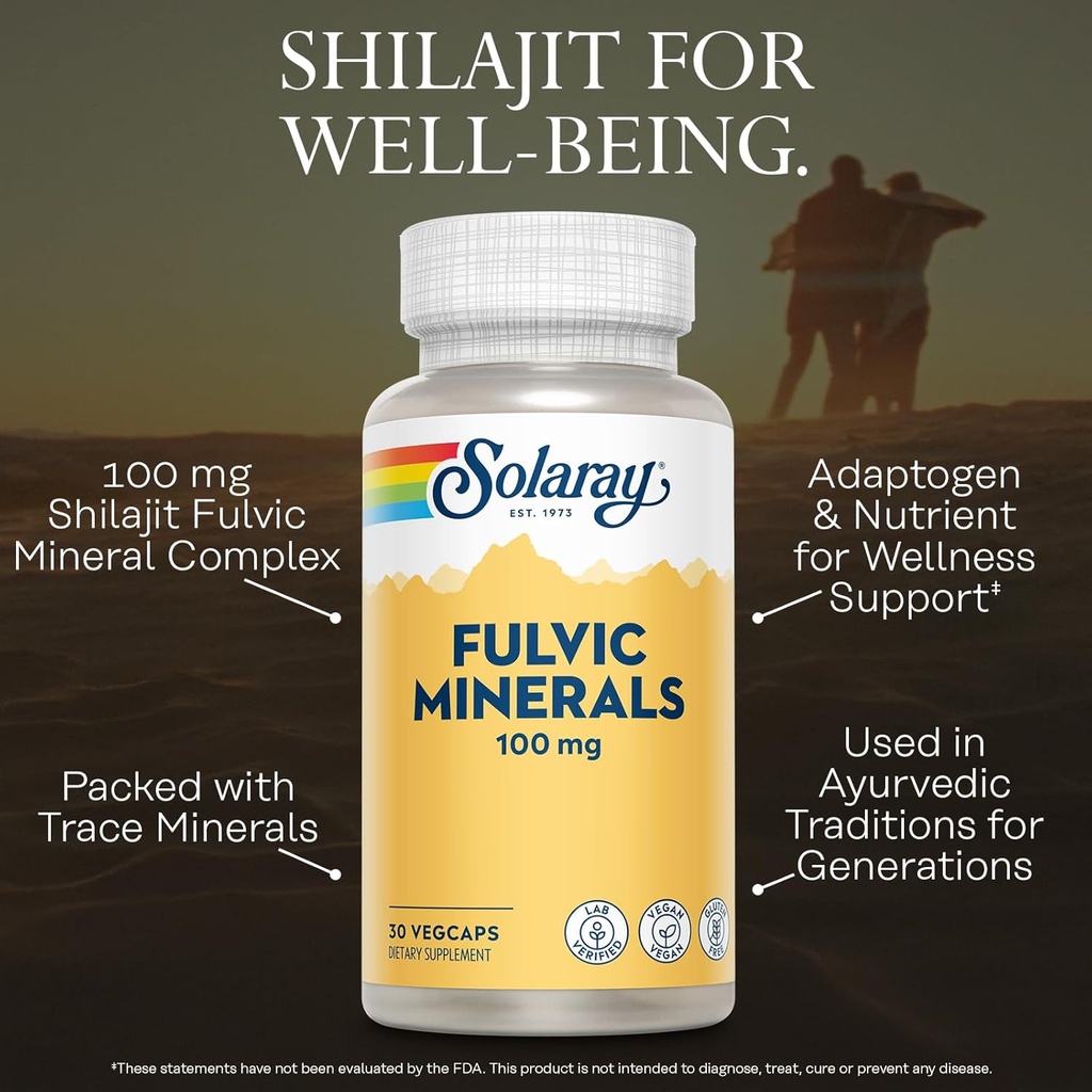 Solaray Fulvic Minerals 100 mg | Himalayan Shilajit | Healthy Digestion, Skin & Brain Support | 30 VegCaps 4