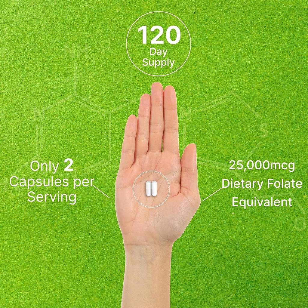 DEAL SUPPLEMENT L Methylfolate 15mg Per Serving, 240 Veggie Capsules – Active Folic Acid Form (5-MTHF), Bioavailable Methylated Folate – Prenatal, Energy, & Brain Support Supplement – Non-GMO 6