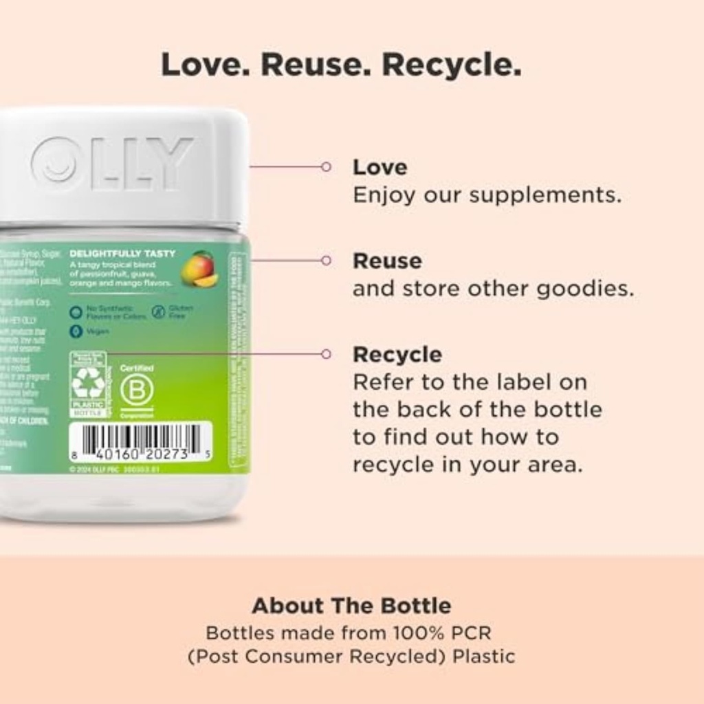 OLLY Energized Thinker Brainy Chews, 70mg of Caffeine, Vitamin B12 & Omega-3, Energy Supplement, Tropical Flavored, Vegetarian, 20 Count 5