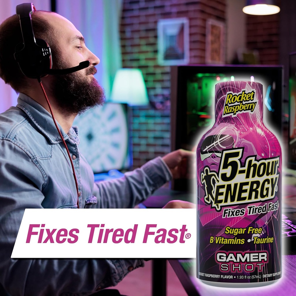 5-Hour Energy Gamer Shots Variety Pack, 30 Count (1.93 fl oz) - Extra Strength Apple Bash, Rocket Raspberry, Pineapple Charge Flavors 5