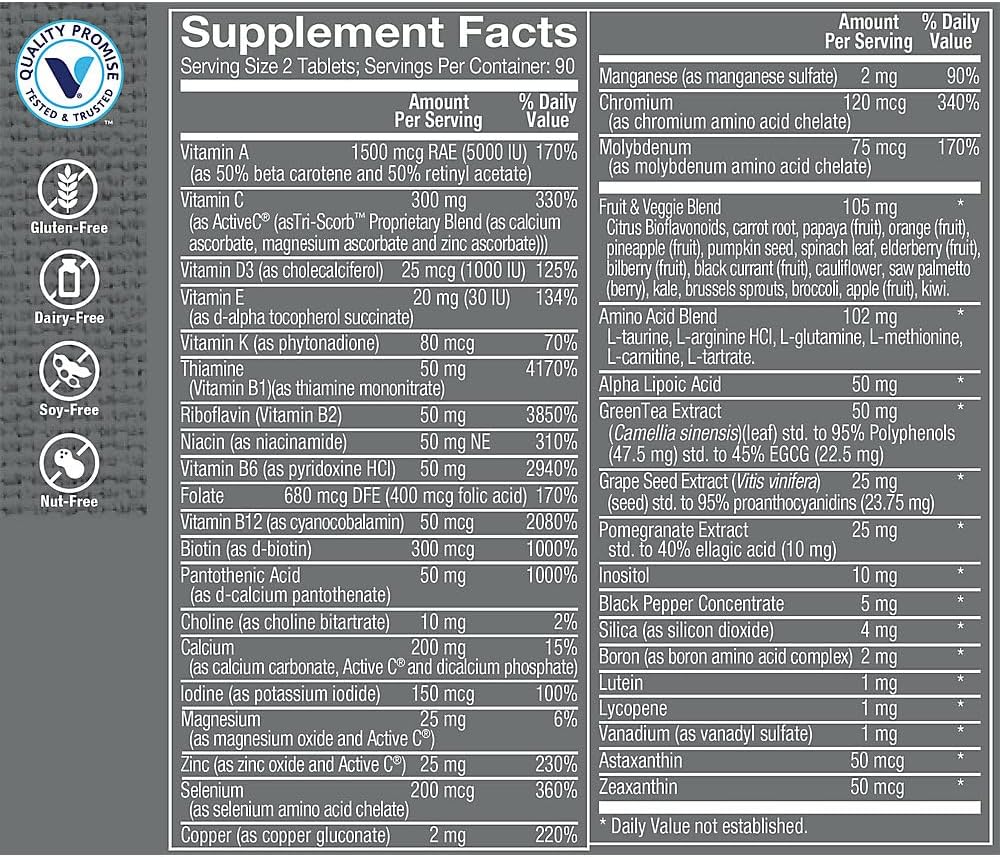The Vitamin Shoppe Ultimate Man Multivitamin, High Potency Multi - Energy & Antioxidant Blend, Daily Multi-Mineral Supplement for Optimal Men's Health, Gluten & Dairy Free (180 Tablets) 3