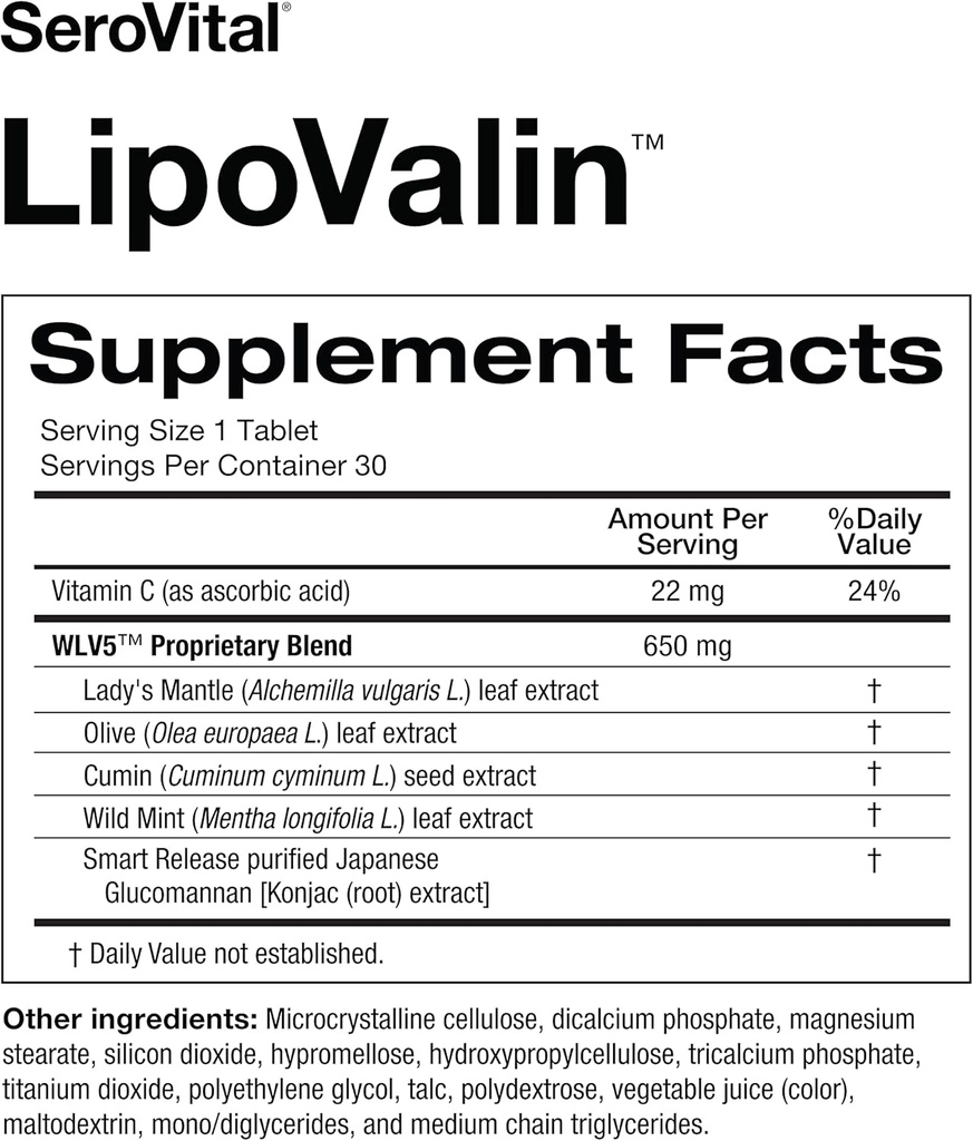 Serovital LipoValin Clinically Validated Weight Loss Pills for Women – Diet Pill, Appetite Suppressant, Stimulant-Free Weight Loss Supplement - 30 Tablets 6