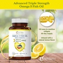 Omega 3 Triple Strength EPA DHA Supplement - 2500mg Lemon Flavored Burpless Fish Oil - High Potency 900mg EPA 600mg DHA Supports Circulation, Brain, Heart, Eye, Skin, Bone & Joints - 120 Softgels 5