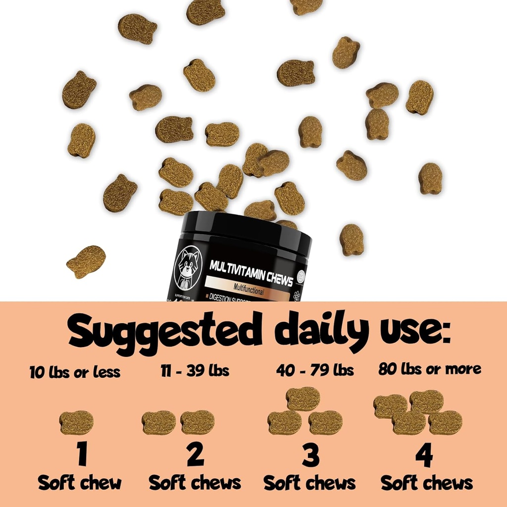 V-EST Cat Multivitamin Multifuncional– Supports Immune System, Joint Health & Skin Wellness – Healthy Treat for Indoor Cats –Easy-to-Chew Tablets – Vitamins for Cats 5