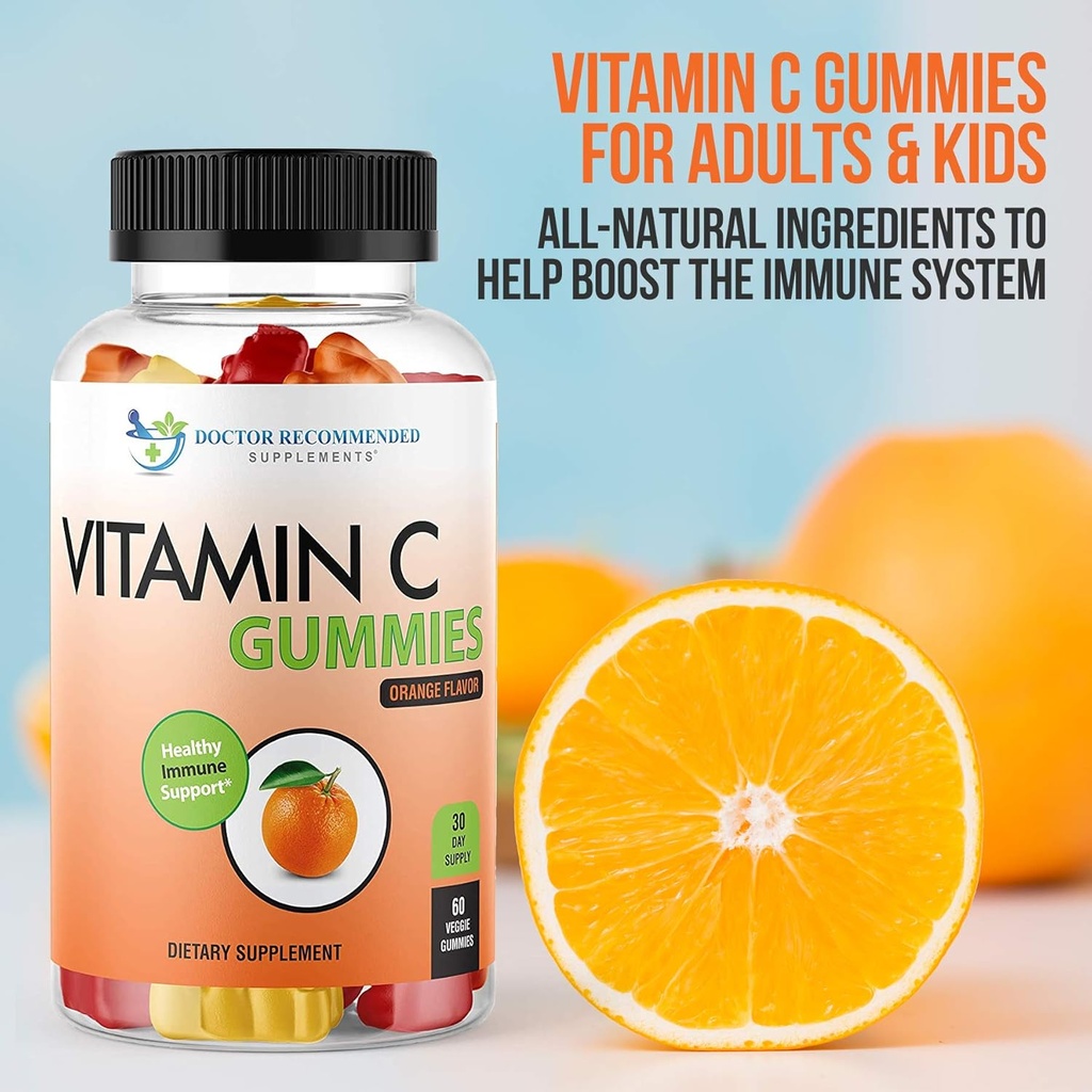 Vitamin C Gummies for Adults and Kids - 80mg Vit C Per Serving as Ascorbic Acid - Pectin Based Gummy Immune Support with No High Fructose Corn Syrup, Gluten or Artificial Sweeteners - 60 Gummies 5