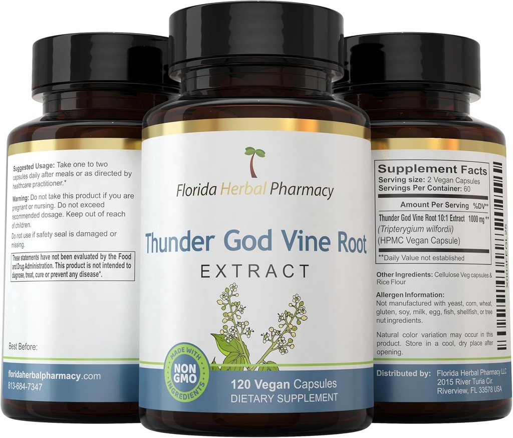 Florida Herbal Pharmacy, Thunder God Vine Root Extract Supplement Capsules 5