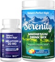 Nature's Perfect Night Melatonin 20mg Quick Dissolve Mixed Berry 180 Count with Serenity Magnesium Powder 15 oz Lemon Raspberry 2