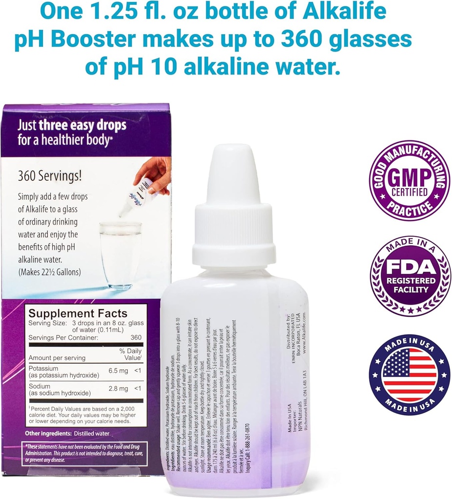 Alkalife Alkaline Water Drops | The First Patented Alkalizing pH Booster w/Minerals & Electrolytes | Balance pH, Neutralize Acid, Immune Support, Peak Performance, Detox, Overall Wellness - Pack of 2 4