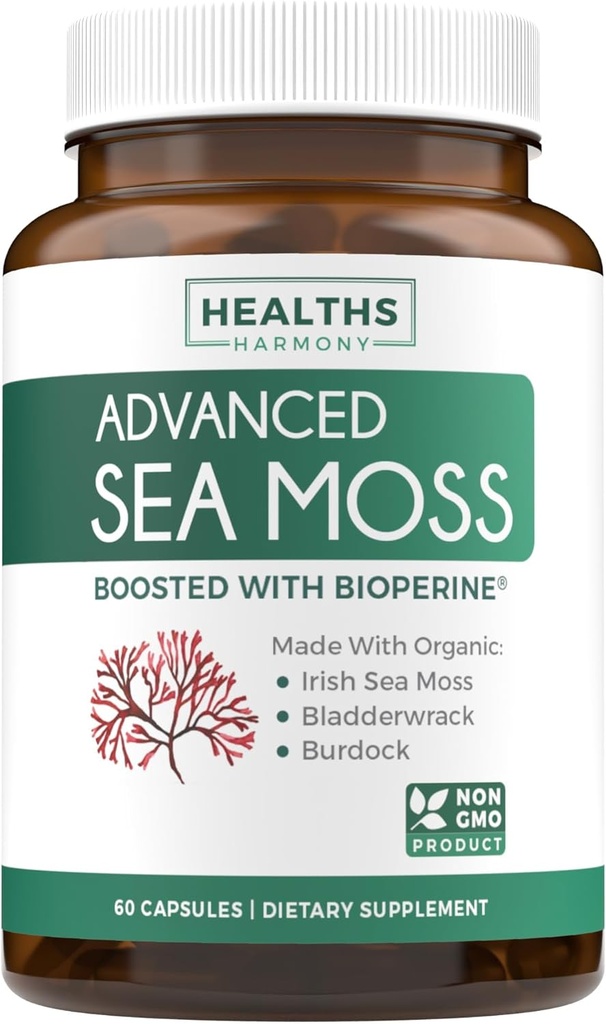 Sea Moss & Olive Leaf Extract (1-Month Supply) Olive Moss Blend - Organic Irish Sea Moss - Raw Vegan Supplement (60 Caps) & Olive Leaf Extract Super Strength: 20% Oleuropein - Vegetarian (120 Caps) 3