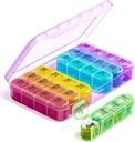 Odaro Weekly Pill Organizer 4 Times a Day, Daily Pill Box 7 Day, Large Travel Pill Case with 28 Compartment to Hold Medicine, Vitamin and Supplement - Purple Case 2