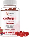 Micro Ingredients Multi Collagen Peptides, 120 Collagen Gummies | Type I,II,III,V,X Protein with Biotin, Hyaluronic Acid, & Vitamin C Complex | Pomegranate & Berry Flavored | Sugar Free, Non-GMO 2