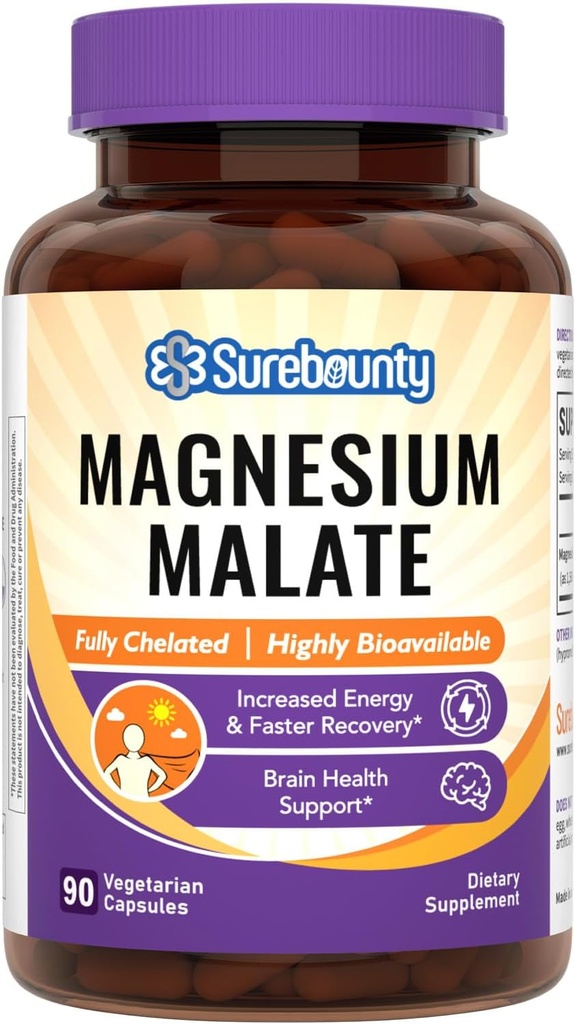 Magnesium Malate Capsules 410mg, Magnesium Supplement, Chelated, High Absorption, Energy Production & Contraction Support, Mineral for Children, Teenagers, and Adults, 90 Vegan Capsules 2