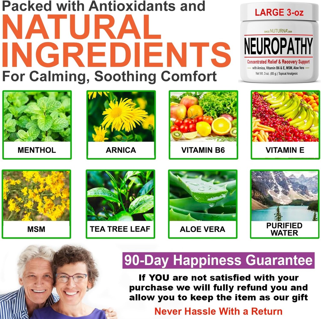 Nerve Relief Cream 4 oz Plus Neuroturna Nerve Support 600 mg ALA Supplement 3