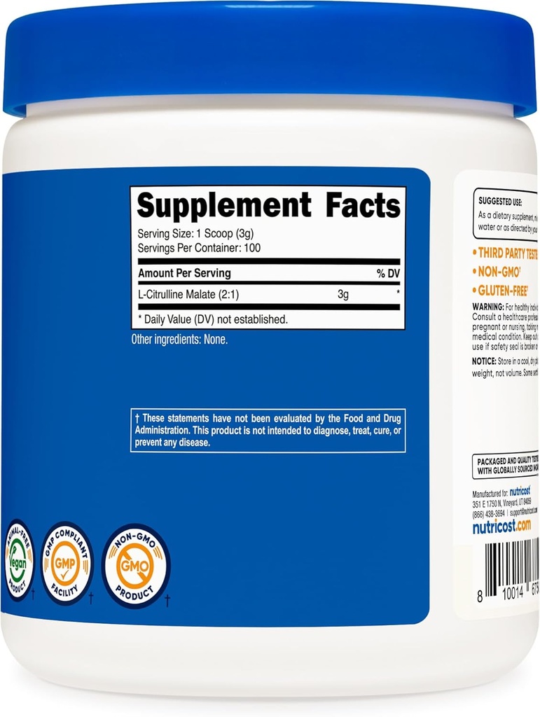 Nutricost L-Citrulline Malate (2:1) Powder (300 Grams) 6