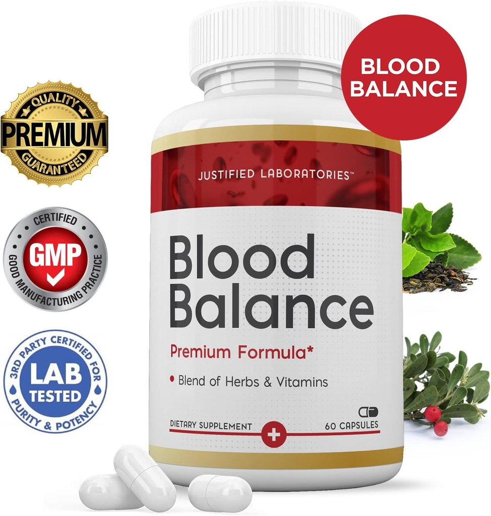 Justified Laboratories (2 Pack Blood Balance Advanced Formula 620MG Supplement Pills 120 Capsules 3