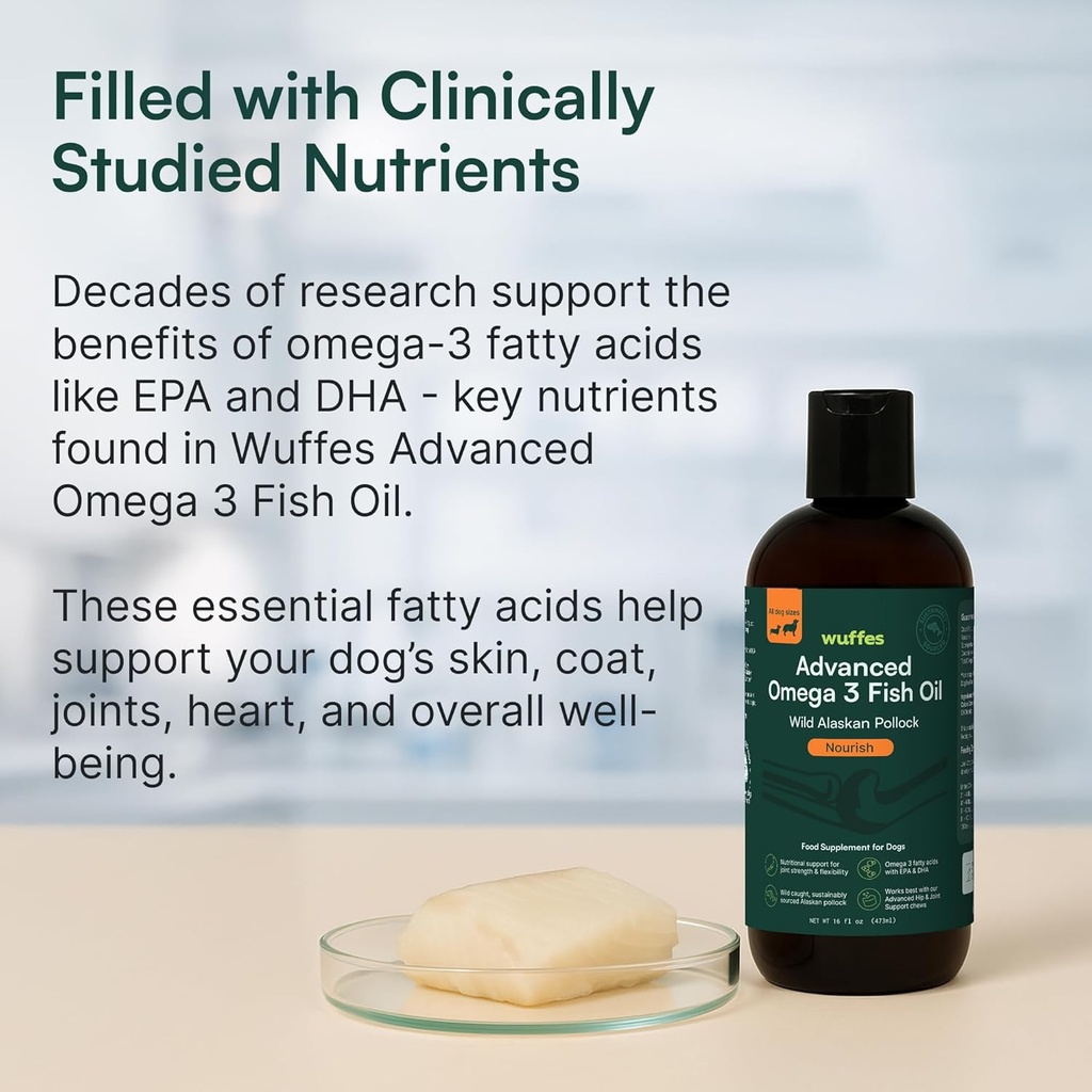 Wuffes Advanced Omega 3 Fish Oil for Dogs, Natural EPA & DHA Fatty Acids, Supports Healthy Skin and Coat, Joint Nutrition, Digestion & Immune System - 100% Pure Wild Alaskan Fish Oil - 8 Oz 4