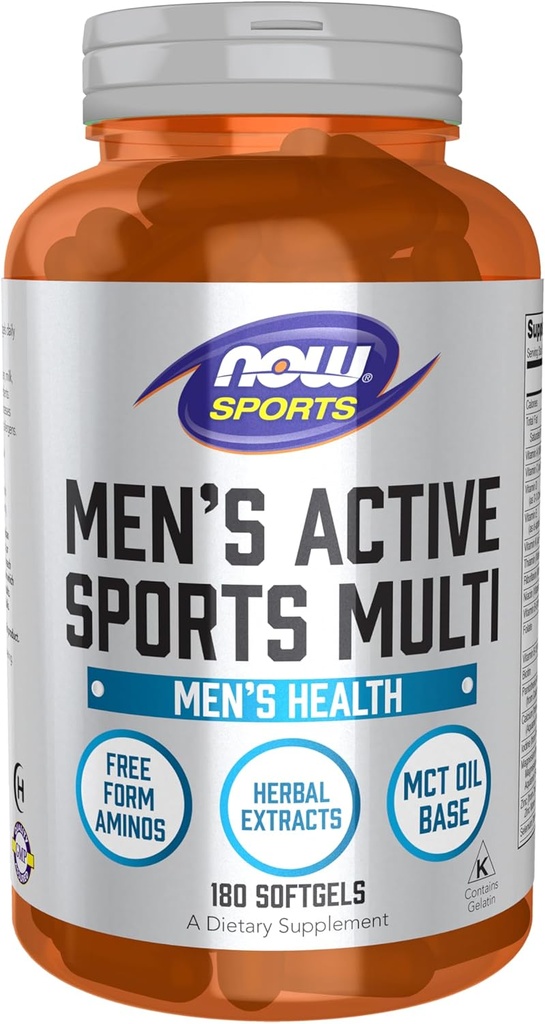 NOW Foods Sports Nutrition, Men's Extreme Sports Multi with Free-Form Amino Acids, ZMA®, Tribulus, MCT Oil, and Herbal Extracts, 180 Softgels 2