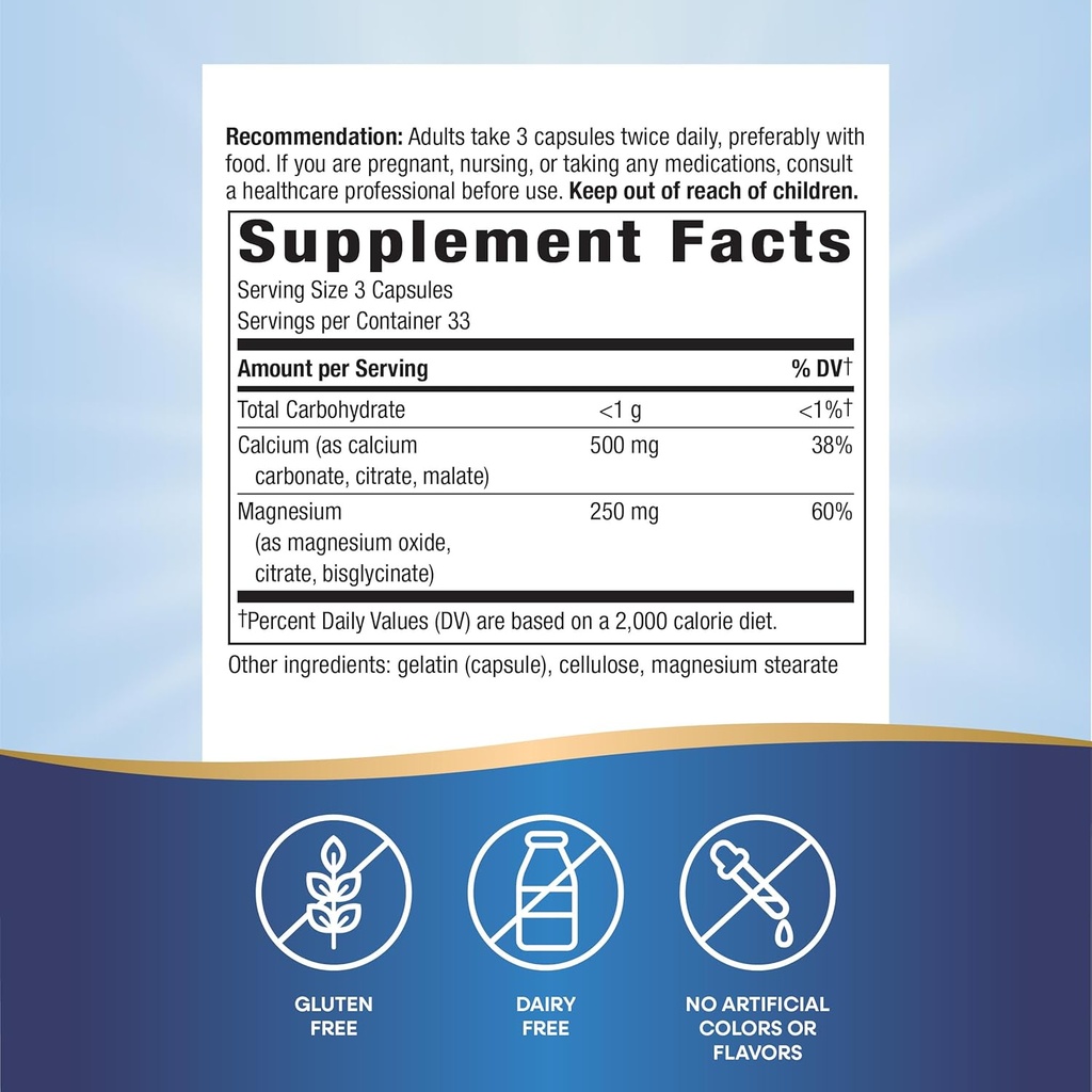 Nature's Way Calcium & Magnesium Mineral Complex, Supports Bone Health & Muscle Function,* 750 mg per 3-Capsule Serving, 100 Capsules (Packaging May Vary) 6