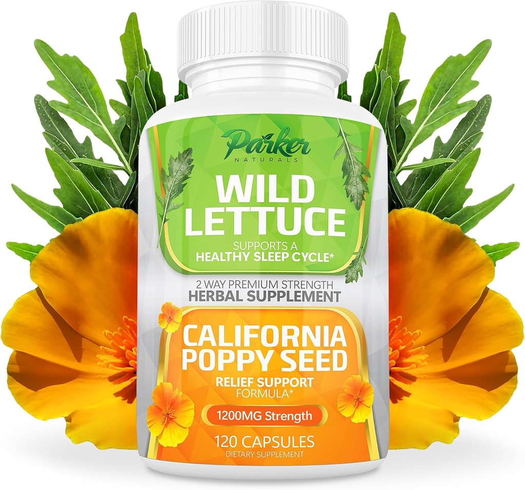 Parker Naturals Wild Lettuce Extract & California Poppy Seed Supplement, 2 Way Premium Strength Herbal Supplement for Healthy Sleep & Relief Support, 120 Capsules 2