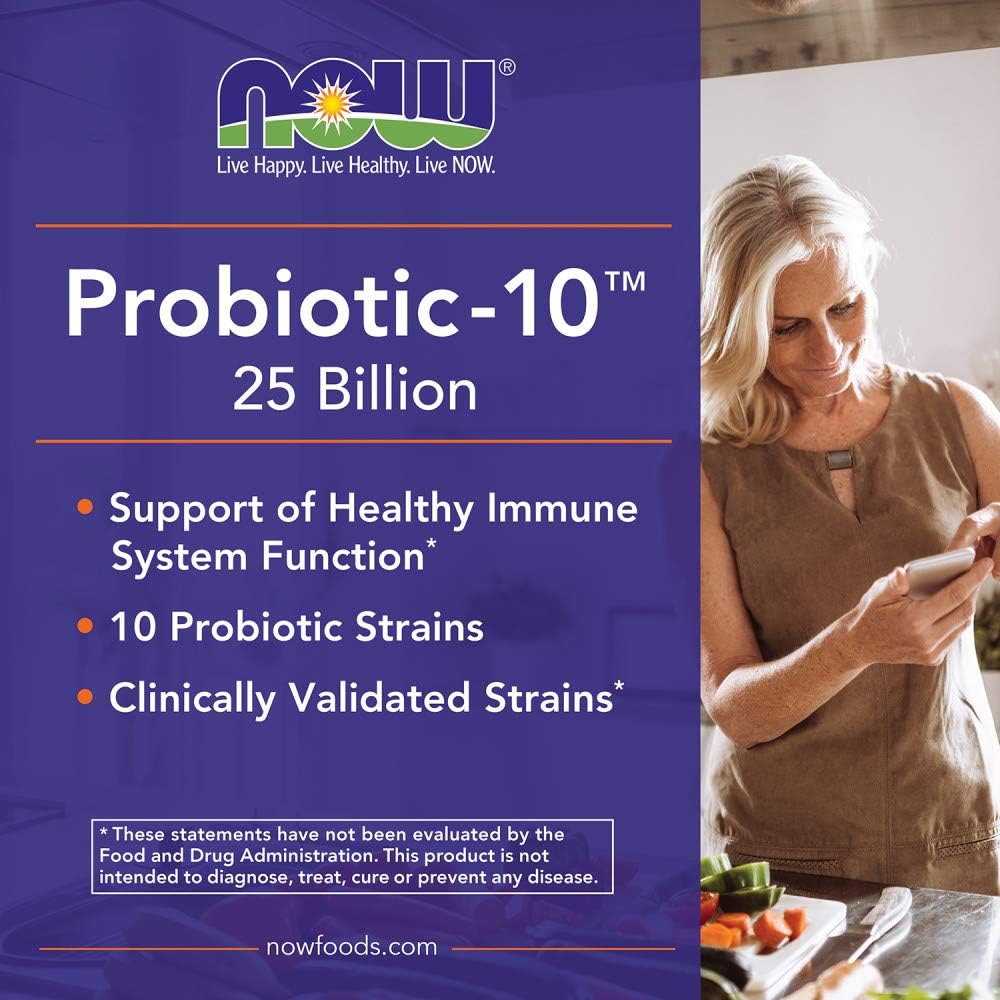 NOW Foods, Probiotic-10™, 25 Billion, with 10 Probiotic Strains, Dairy, Soy and Gluten Free, Strain Verified, 180 Veg Capsules 6