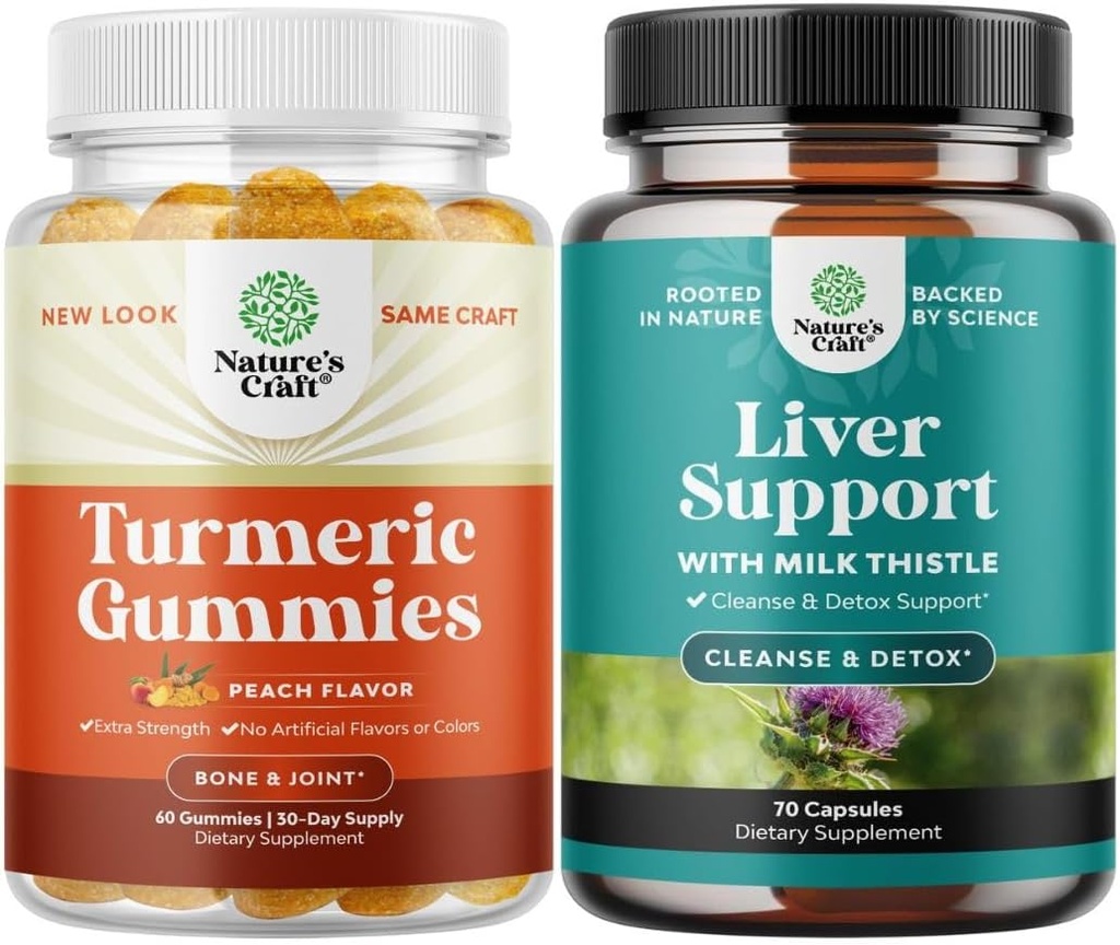 Bundle of Turmeric Curcumin Immune Support Gummies and Liver Cleanse Detox & Repair Formula - Joint Support and Advanced Skin Care - with Milk Thistle Dandelion Root Turmeric and Artichoke Extract 2