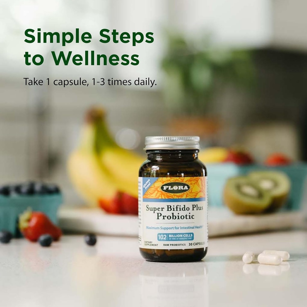 Flora Super Bifido Plus 102 Billion CFU, Raw Probiotics for Men & Women, Bifidobacterium, Lactobacillus, Digestion, IBS, Immune System, Gut Balance Supplements - 30 Vegetarian Capsules 6
