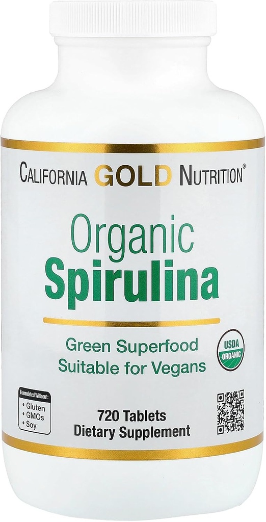 California Gold Nutrition Certified Organic Spirulina, USP Verified, USDA Organic, Non-GMO, 500 mg, 720 Vegetarian Tablets 2