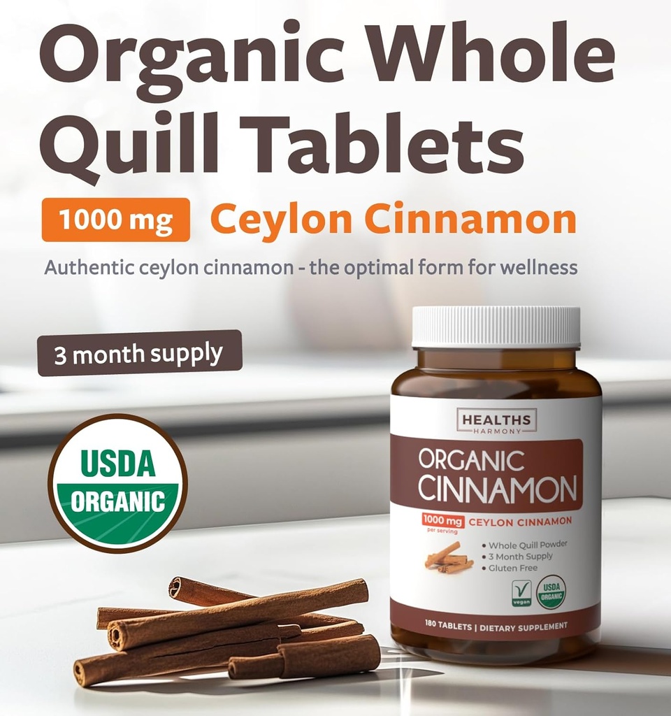 USDA Organic Ceylon Cinnamon Pills - High Potency Ceylon Cinnamon Supplement with 1000mg per Serving for Full Body Antioxidant Support - Vegan Non-GMO cGMP Made & Lab Verified (3 Months Supply) 3