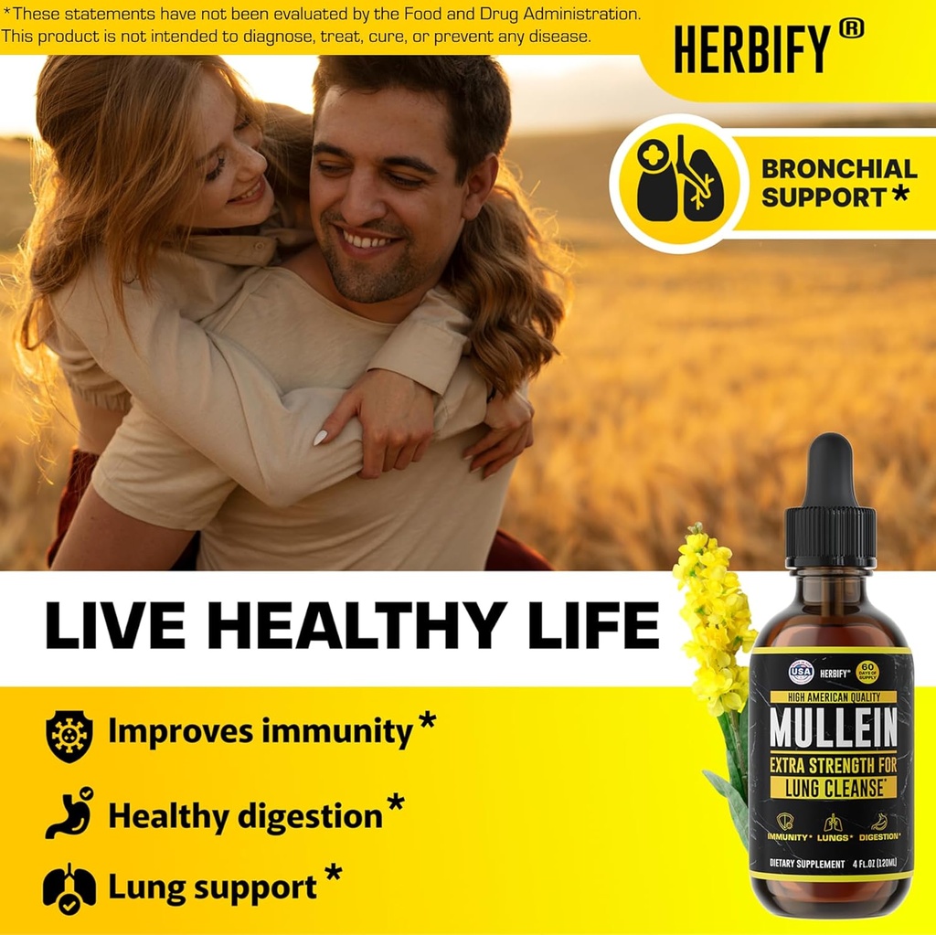 HERBIFY Bundle - Mullein Leaf Extract & Biotin and Collagen - Respiratory Support & Hair Skin and Nails Vitamins Support 4
