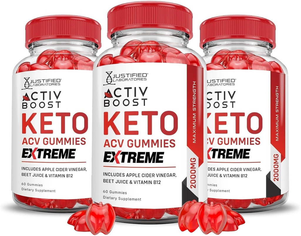 Justified Laboratories (3 Pack Activboost Keto Acv Gummies Extreme 2000MG Active Boost Formulated with Pomegranate Beet Juice Powder B12 Vegan Non GMO 180 Gummys 2