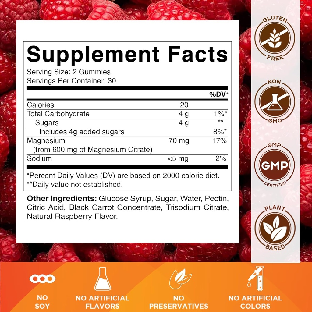 Vitamatic Magnesium Gummies 600mg per Serving – 60 Vegan Gummies – Relaxation, Muscle, Bone & Energy Support – 3 Pack 3