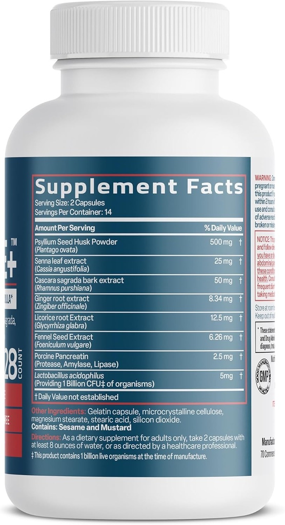 Bronson Advanced Colon Cleanse Premium 14 Day Cleanse & Detox Formula with Psyllium Husk, Senna Leaf, Cascara Sagrada, Ginger Root, Licorice Root & More, Non-GMO, 28 Capsules 3