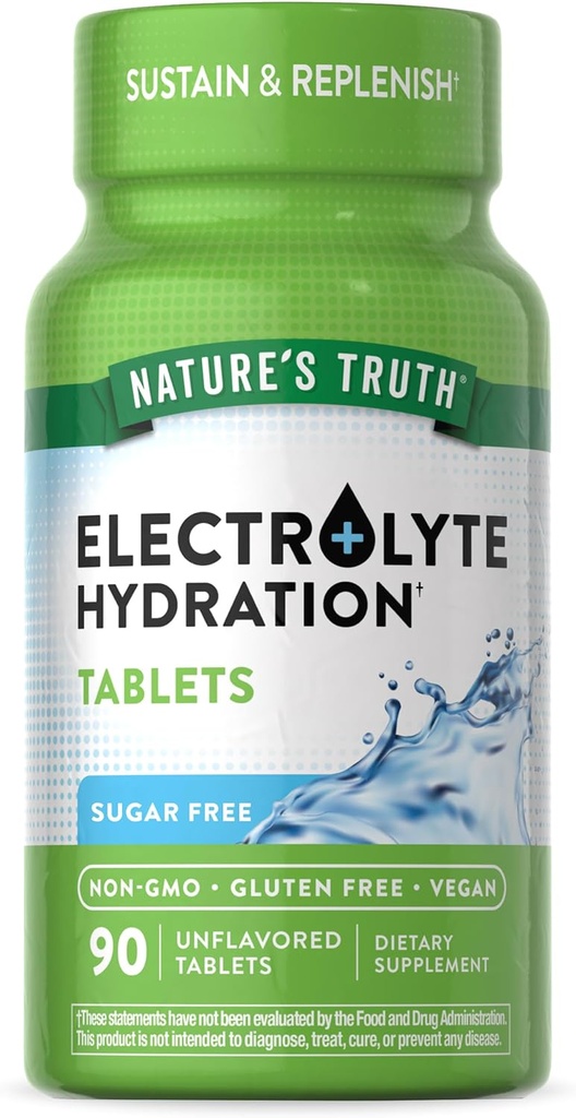Nature's Truth Electrolyte Tablets | No Sugar | 90 Count | Vegan, Non-GMO & Gluten Free Hydration Supplement | With Minerals 2