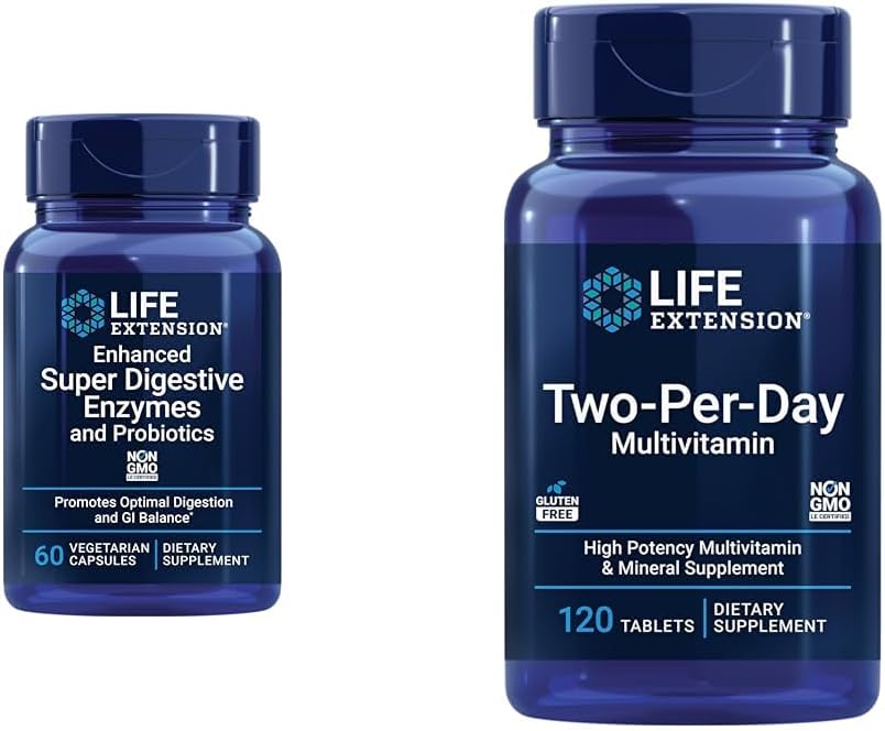 Life Extension Enhanced Super Digestive Enzymes & Probiotics 60 Vegetarian Capsules and One-Per-Day Multivitamin 60 Tablets 3